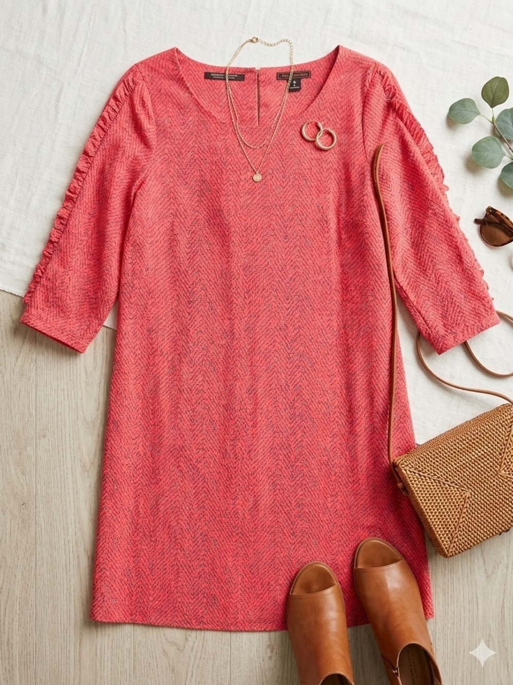 Maison Scotch Mini Dress in Bright Coral Size S